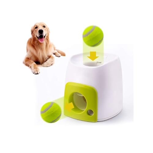 Zerodis Snack Reward Machine Interactive Dog Ball Thrower Indoor Outdoor Toy Fetch Machine Dog Toy Ball Pitching Machine for Small to Large Dogs (Green)