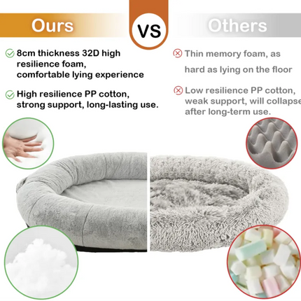 Oversized Light Gray Human-Dog Bed